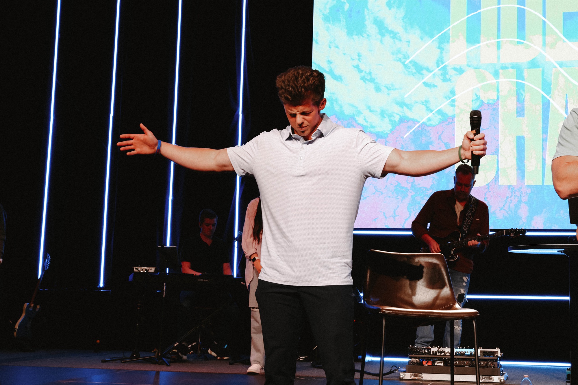 Dylan in the middle of a sermon